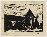 Artist: b'WILLIAMS, Fred' | Title: b'Old English Church' | Date: c.1954 | Technique: b'linocut, printed in black ink, from one block' | Copyright: b'\xc2\xa9 Fred Williams Estate'