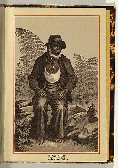 Artist: b'UNKNOWN' | Title: b'King Tom; Derrinallum tribe.' | Date: c.1890 | Technique: b'lithograph, printed in brown ink, from one plate; varnished'