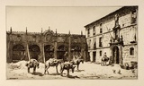 Artist: LINDSAY, Lionel | Title: The Convent of Huelgas near Bourgos | Date: 1927 | Technique: drypoint, printed in brown ink, from one plate | Copyright: Courtesy of the National Library of Australia