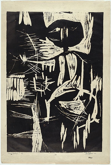 Artist: b'GLEGHORN, Tom.' | Title: b'Jimmy Governor' | Date: 1960 | Technique: b'linocut, printed in black ink, from one block' | Copyright: b'\xc2\xa9 Thomas Gleghorn'