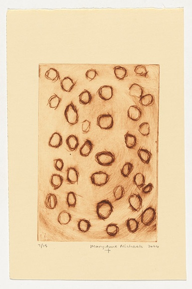 Artist: b'Michaels, Mary-Anne.' | Title: b'not titled [circles]' | Date: 2004 | Technique: b'drypoint etching, printed in brown ink, from one perspex plate'