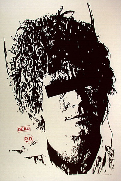 Artist: b'Durrant, Ivan.' | Title: b'not titled [Brett Whiteley - black]' | Date: 1992, August | Technique: b'screenprint, printed in black and red ink, from two screens'