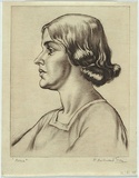 Artist: b'Grey, F. Millward.' | Title: b'Nora' | Date: (1930s) | Technique: b'drypoint, printed in black ink with plate-tone, from one  plate'