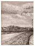 Artist: b'Rooney, Elizabeth.' | Title: b'(Newcastle scene) (a)' | Date: (1976) | Technique: b'etching, aquatint printed in brown and black ink, from one zinc plate'