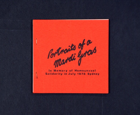 Artist: b'Phoenix, Frances (Budden).' | Title: b'Portraits of a Mardigras. (A book in memory of homosexual solidarity in July 1978 in Sydney), containing 16 leaves.' | Date: 1978 | Technique: b'offset-lithograph, printed in black ink'