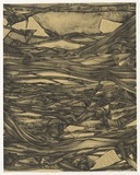 Artist: Burgess, Rachel. | Title: not titled [inverted script and abstracted vegetation]. | Date: 1995 | Technique: lithograph, printed in black ink, from one stone