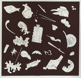 Artist: b'Marshall, John.' | Title: b'Still life' | Date: 31 May 1991 | Technique: b'linocut, printed in black ink, from one block'