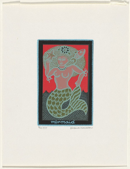 Artist: b'HANRAHAN, Barbara' | Title: b'Mermaid' | Date: 1977 | Technique: b'screenprint, printed in colour, from multiple screens'