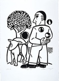 Artist: b'Heng, Euan.' | Title: b'Juggling' | Date: 1999, August | Technique: b'linocut, printed in black ink, from one block'