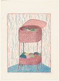 Title: not titled [pink wool basket] | Date: 1977 | Technique: lithograph, printed in colour, from multiple stones [or plates]