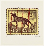 Artist: b'Cosgrove, Nick.' | Title: b'not titled [Tasmanian tiger]' | Date: 1980 | Technique: b'screenprint, printed in colour, from three stencils'