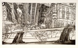 Artist: b'Rooney, Elizabeth.' | Title: b'King Street, Sydney 1890 - 1980' | Date: (1980) | Technique: b'etching and aquatint, printed in warm black ink with plate-tone, from one plate'