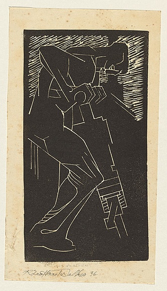 Artist: b'Walker, Ralph Trafford.' | Title: b'(Man with a jack hammer I)' | Date: 1936 | Technique: b'linocut, printed in black ink, from one block'