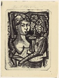 Title: b'Woman with guitar' | Date: 1950s-60s | Technique: b'lithograph, printed in black ink, from one stone'