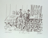 Artist: b'PLUNKETT, Jennifer' | Title: b'The Collingwood Pool' | Date: 1981 | Technique: b'lithograph, printed in black ink, from one stone'