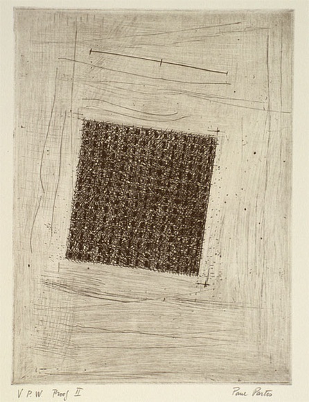 Artist: b'Partos, Paul.' | Title: b'not titled [square on diagonal angle]' | Date: 1986, March - April | Technique: b'etching and burnished aquatint, printed in black ink, from one plate'