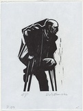 Artist: AMOR, Rick | Title: [Alan Marshall]. | Date: 1984 | Technique: linocut, printed in black ink, from one block | Copyright: © Rick Amor. Licensed by VISCOPY, Australia.