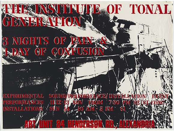 Artist: b'MERD INTERNATIONAL' | Title: b'The Institute of tonal generation' | Date: c.1985 | Technique: b'screenprint, printed in colour, from two stencils'