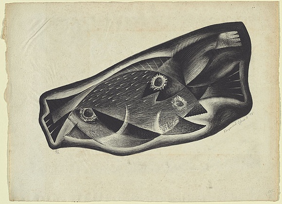 Artist: b'Glass, Raymond.' | Title: b'not titled [Fishes].' | Date: 1948 | Technique: b'lithograph, printed in black ink, from one stone [or plate]'