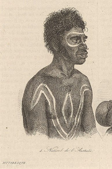 Title: bNaturel de l'Australie. [Native of Australia] | Date: 1835 | Technique: b'engraving, printed in black ink, from one steel plate'