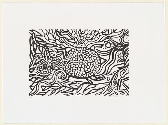 Artist: b'Doctor Wilfred, Judy.' | Title: b'Turtle' | Date: c.2001 | Technique: b'linocut, printed in black ink, from one block'