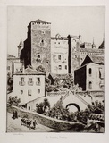 Artist: LINDSAY, Lionel | Title: The monastery, Guadalupe | Date: 1927 | Technique: drypoint printed in brown ink with plate-tone, from one plate | Copyright: Courtesy of the National Library of Australia