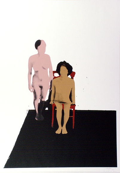 Artist: b'SHOMALY, Alberr' | Title: b'Two people in a room' | Date: 1971 | Technique: b'screenprint, printed in colour, from multiple stencils'