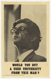 Artist: b'UNKNOWN' | Title: b'Would you buy a used university from this man?' | Date: (1970s) | Technique: b'offset-lithograph, printed in black ink'