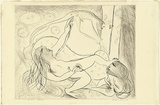 Artist: b'BOYD, Arthur' | Title: b'Danae on a couch with open window.' | Date: (1968-69) | Technique: b'drypoint, printed in black ink, from one plate' | Copyright: b'Reproduced with permission of Bundanon Trust'