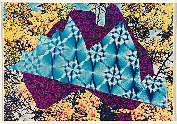 Artist: b'McDiarmid, David.' | Title: b'Postcard (Australia and the Opera House)' | Date: 1985 | Technique: b'screenprint, printed in colour, from multiple stencils; collage' | Copyright: b'Courtesy of copyright owner, Merlene Gibson (sister)'