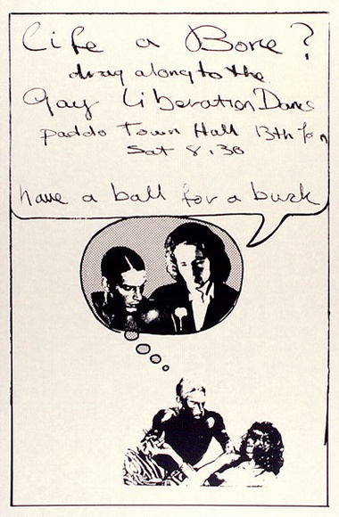 Artist: b'GAY LIBERATION' | Title: b'Life a Bore' | Technique: b'screenprint, printed in colour, from multiple stencils'