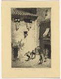 Artist: b'LINDSAY, Lionel' | Title: b'Gamecocks, Spain' | Date: 1919 | Technique: b'etching, printed in black ink with plate-tone, from one plate' | Copyright: b'Courtesy of the National Library of Australia'