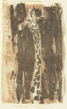 Artist: b'MACQUEEN, Mary' | Title: b'Giraffe' | Date: 1977 | Technique: b'lithograph, printed in colour, from two plates in black and brown ink' | Copyright: b'Courtesy Paulette Calhoun, for the estate of Mary Macqueen'