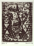Artist: b'SANSOM, Gareth' | Title: b'Face' | Date: 1994, January - March | Technique: b'drypoint and roullette, printed in black ink, from one plate'