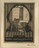 Artist: b'FEINT, Adrian' | Title: b'Bookplate: Mary Kathleen Pye.' | Date: 1925 | Technique: b'etching, printed in brown ink with plate-tone, from one plate' | Copyright: b'Courtesy the Estate of Adrian Feint'