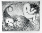 Artist: BOYD, Arthur | Title: St Francis when young dreaming of a hunchback. | Date: (1965) | Technique: lithograph, printed in black ink, from one plate | Copyright: Reproduced with permission of Bundanon Trust