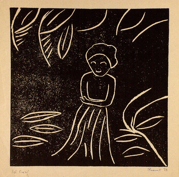 Artist: b'Shearer, Mitzi.' | Title: b'not titled' | Date: 1978 | Technique: b'linocut, printed in black ink, from one block'