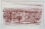 Artist: Trenfield, Wells. | Title: Passing through Pinarroo | Date: 1985 | Technique: lithograph, printed in deep red ink, from one stone