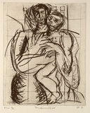 Artist: Furlonger, Joe. | Title: Madonna and child (no.2) [with white background] | Date: 1989 | Technique: etching, printed in black ink, from one plate