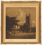 Artist: LINDSAY, Lionel | Title: St Philip's church, Sydney | Date: 1919 | Technique: mezzotint and etching, printed in brown ink, from one plate | Copyright: Courtesy of the National Library of Australia