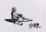 Artist: CIVIL, | Title: Not titled (swagman with dog). | Date: 2003 | Technique: stencil, printed in black ink, from one stencil
