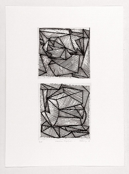 Artist: b'Whitting, Peter.' | Title: b'Moroka diptych I.' | Date: 1988 | Technique: b'etching, printed in black ink, from one plate'