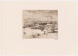 Artist: Rees, Lloyd. | Title: Illawarra landscape, New South Wales | Date: 1977 | Technique: softground-etching, printed in brown ink, from one zinc plate | Copyright: © Alan and Jancis Rees