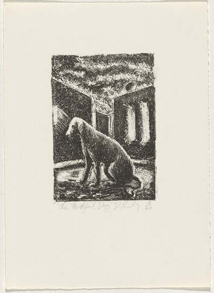 Artist: b'Keeling, David.' | Title: b'The faithful dog.' | Date: 1989 | Technique: b'lithograph, printed in black ink, from one stone' | Copyright: b'This work appears on screen courtesy of the artist and copyright holder'