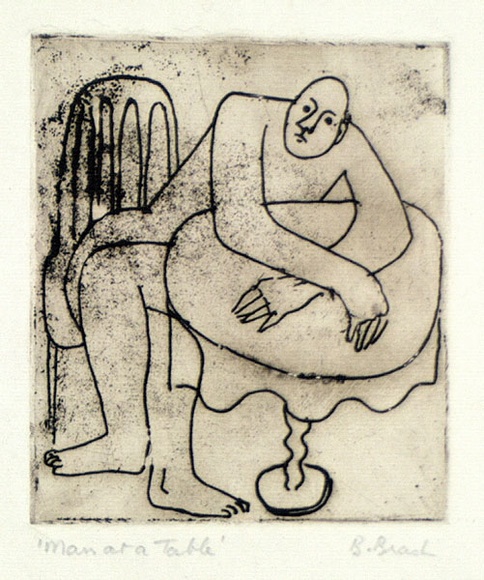 Artist: b'Brash, Barbara.' | Title: b'Man at a table.' | Date: c.1953 | Technique: b'etching'