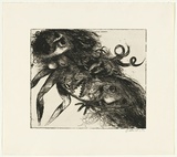 Artist: BOYD, Arthur | Title: Double figure with shark head and horns | Date: 1985 | Technique: etching, printed in black ink, from one plate | Copyright: Reproduced with permission of Bundanon Trust