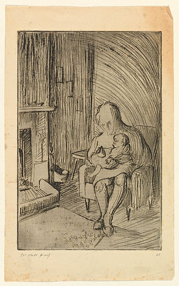 Artist: b'EWINS, Rod' | Title: b'(Feeding).' | Date: 1965 | Technique: b'etching, printed in black ink, from one magnesium plate'