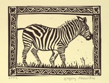Artist: Alexander, Gregory. | Title: Zebra | Date: 1995, September | Technique: linocut, printed in black ink, from one block