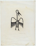 Artist: b'Tipungwuti, Giovanni (John).' | Title: b'Bird standing with outstretched wings' | Date: 1970 | Technique: b'woodcut, printed in black ink, from one block'