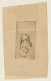 Title: not titled [Abstract head- after Matisse] | Technique: etching, printed in brown ink, from one plate